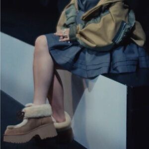 UGG Tan and Cream Shearling Mules